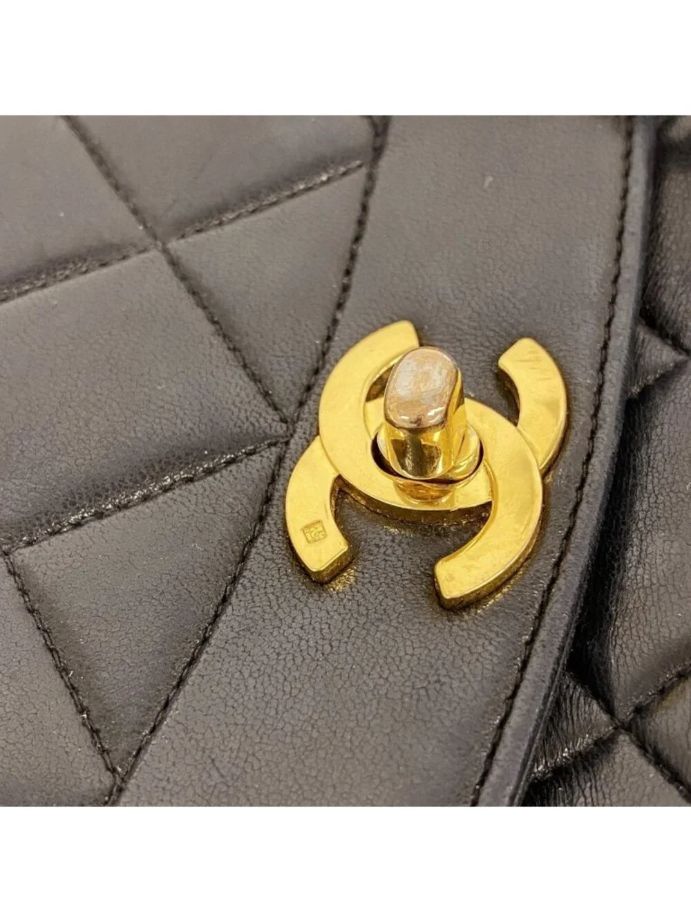Chanel Shoulder Bag Diana Lambskin Black Gold